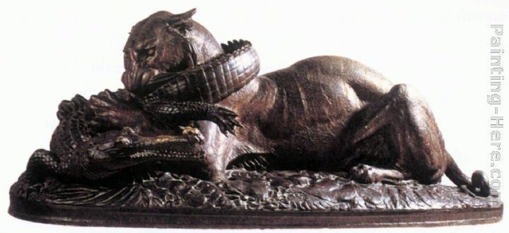 Antoine Louis Barye Tiger Devouring a Gavial Crocodile of the Ganges